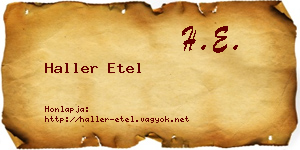 Haller Etel névjegykártya